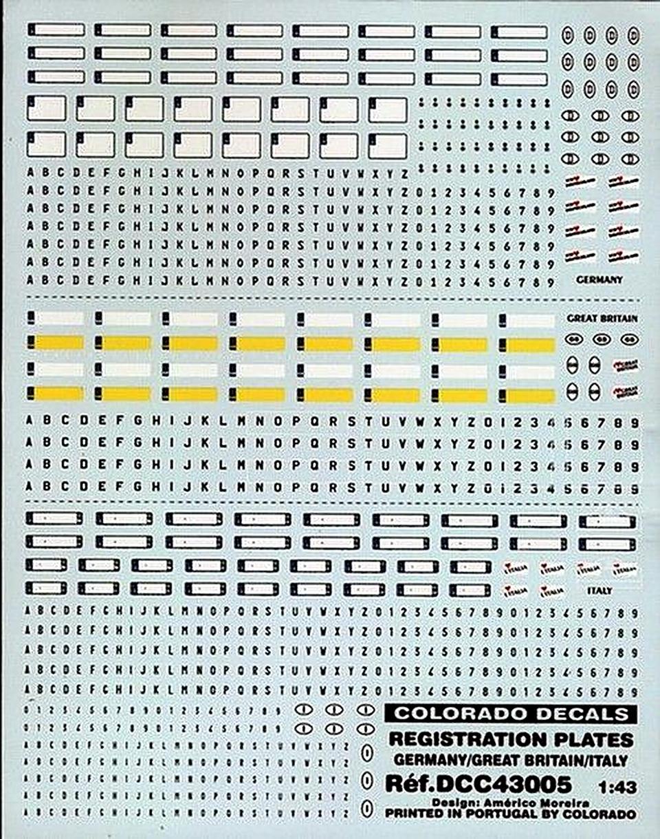 Decals Targhe Moderne Italia Germania G.Britain