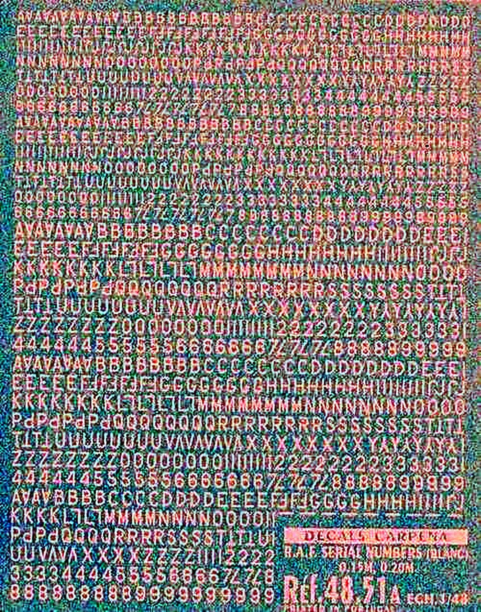 2x Decal Numeri e lettere bianchi altezza 4,5 mm