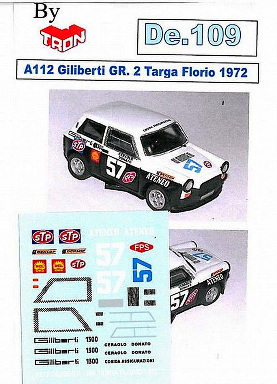 Decal A112 1300 Giliberti Targa Florio 1972