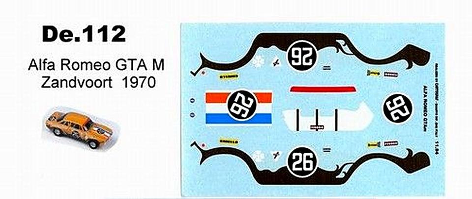 Decal per Alfa Romeo GTAM E. T. Zandvoort 1970