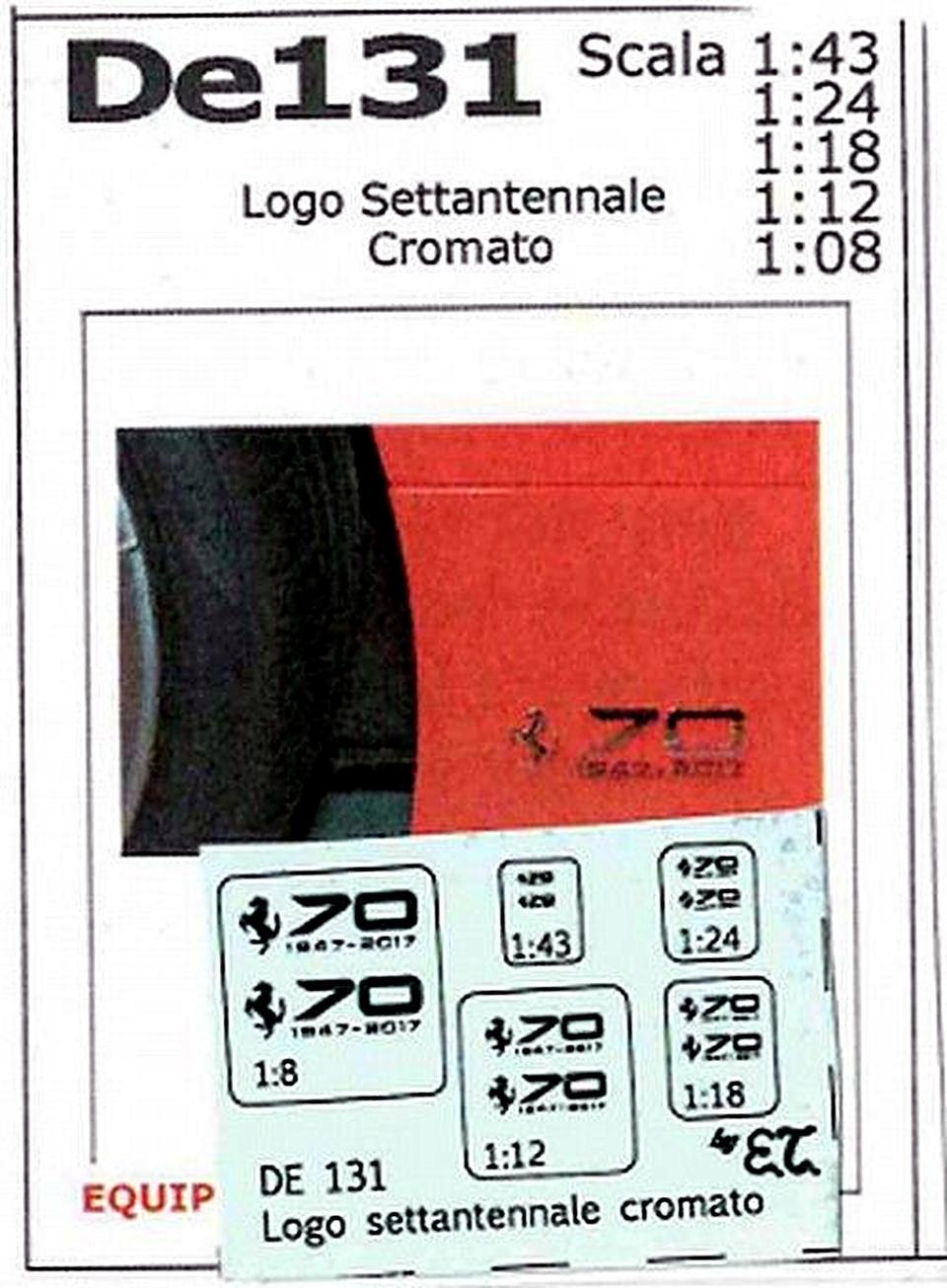 Decal chrome Anniversario 70 anni per Ferrari GT 2018