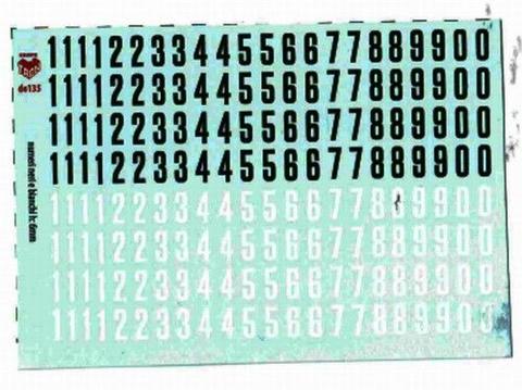 4 +4 serie decal numeri bianchi e neri da 6mm