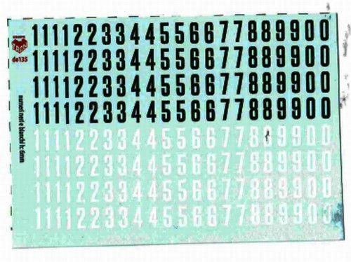 4 +4 serie decal numeri bianchi e neri da 6mm