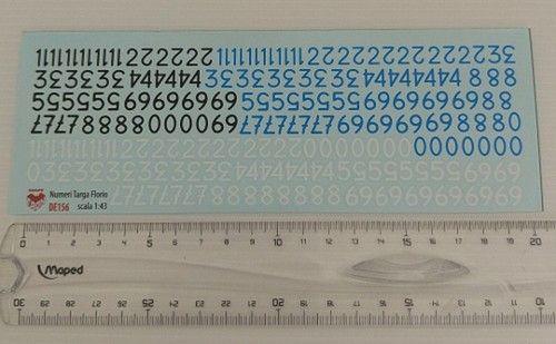 3 serie decal numeri Targa F. neri,bianchi, azzurri