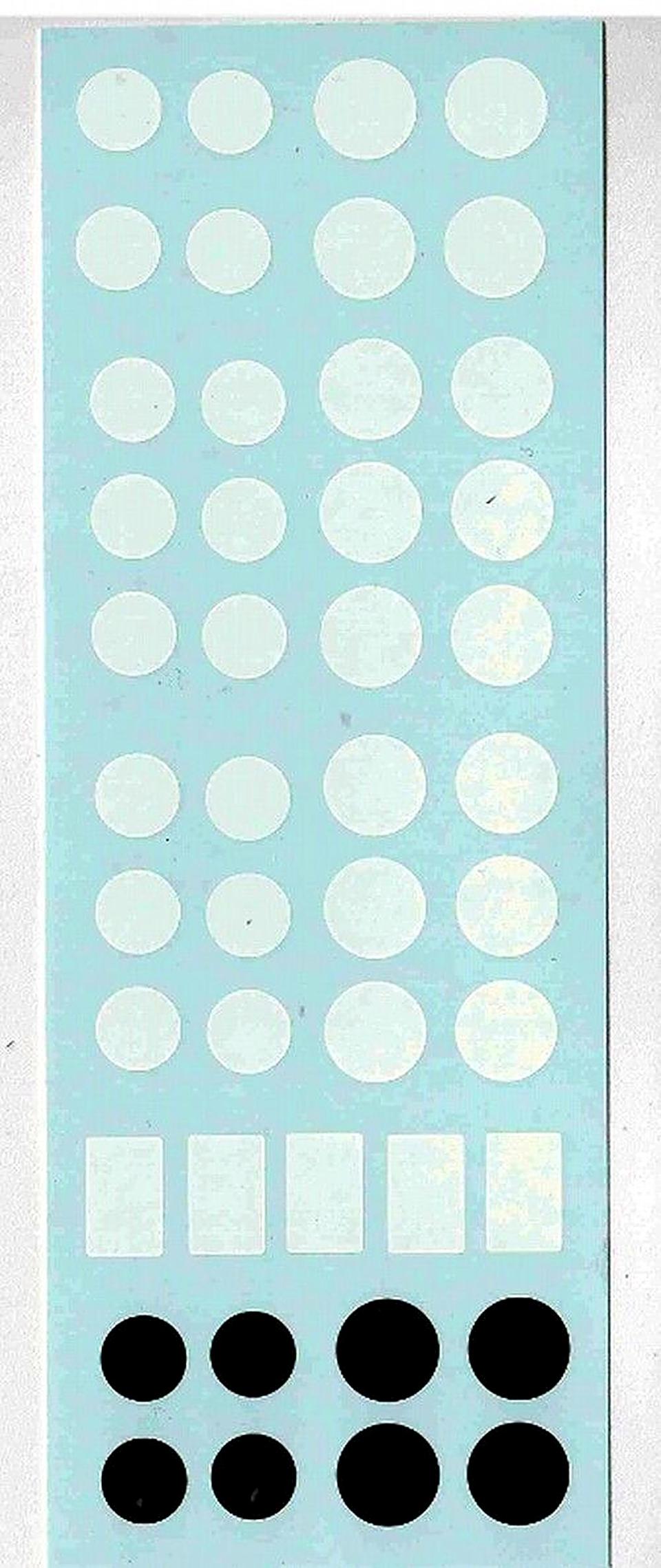 Decals bianche e nere 20 x Tondi Vari 10mm 12mm