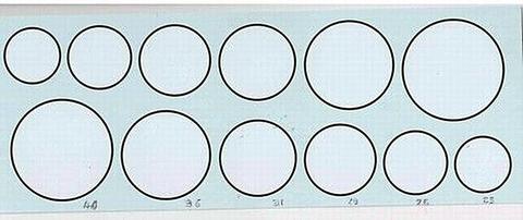 12 tondi in decal bianchi da 23mm a 40mm