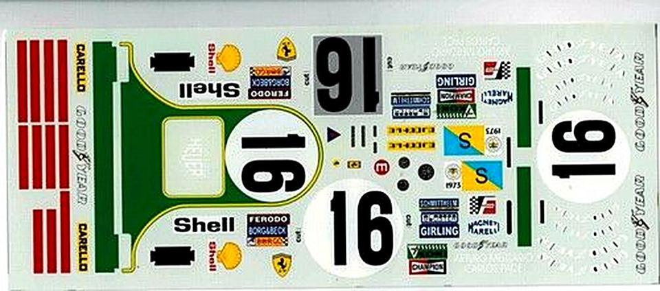 Decal ferrari 312PB Le Mans 1973