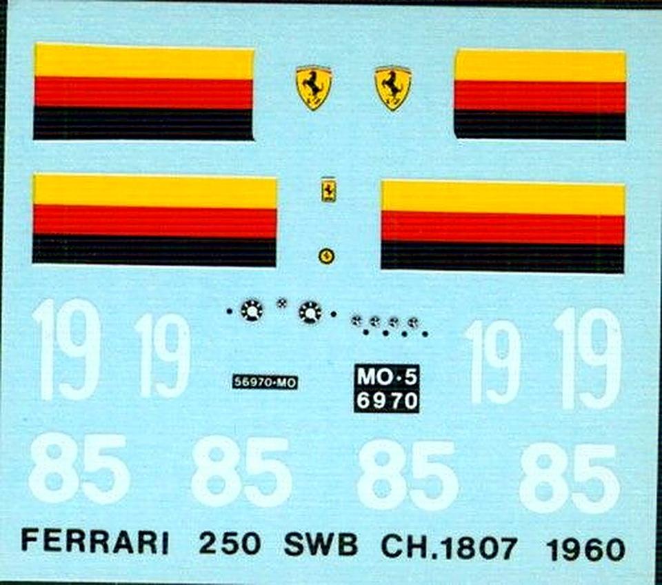 Decals F. 250SWB ch1807GT 1960