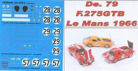 Decals tre versioni F.GTB Le Mans 1966