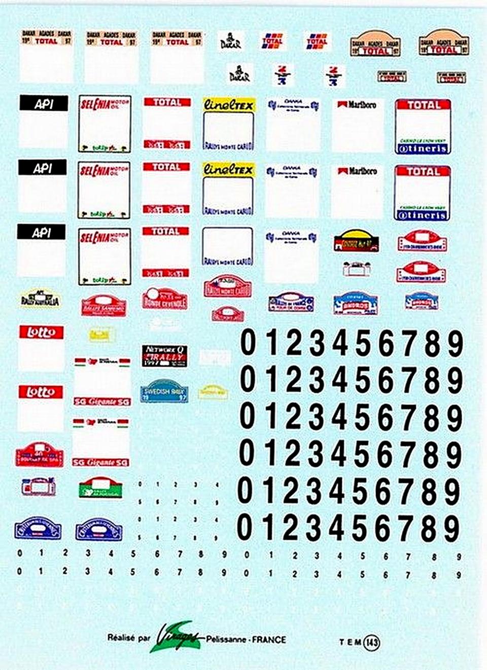Decal placche Rally Tdc. Montecarlo San Remo
