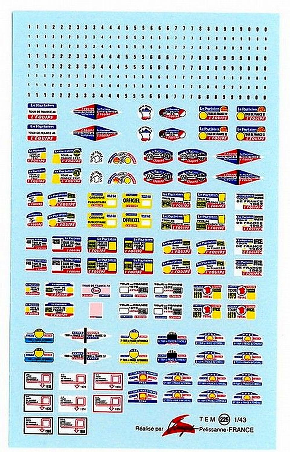 Decal Placche Tour de France Auto 1950-1979