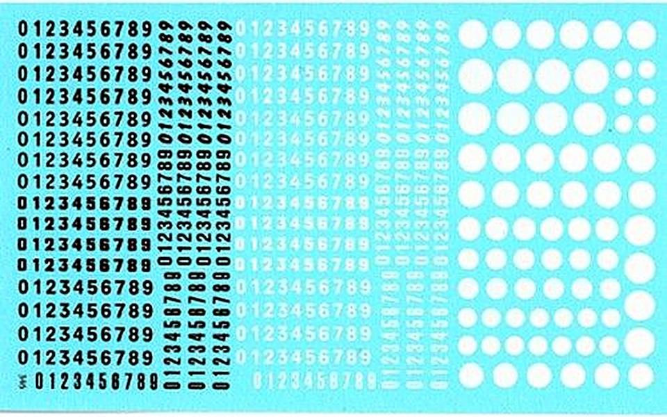 Decal 3 e 4mm numeri neri e bianchi