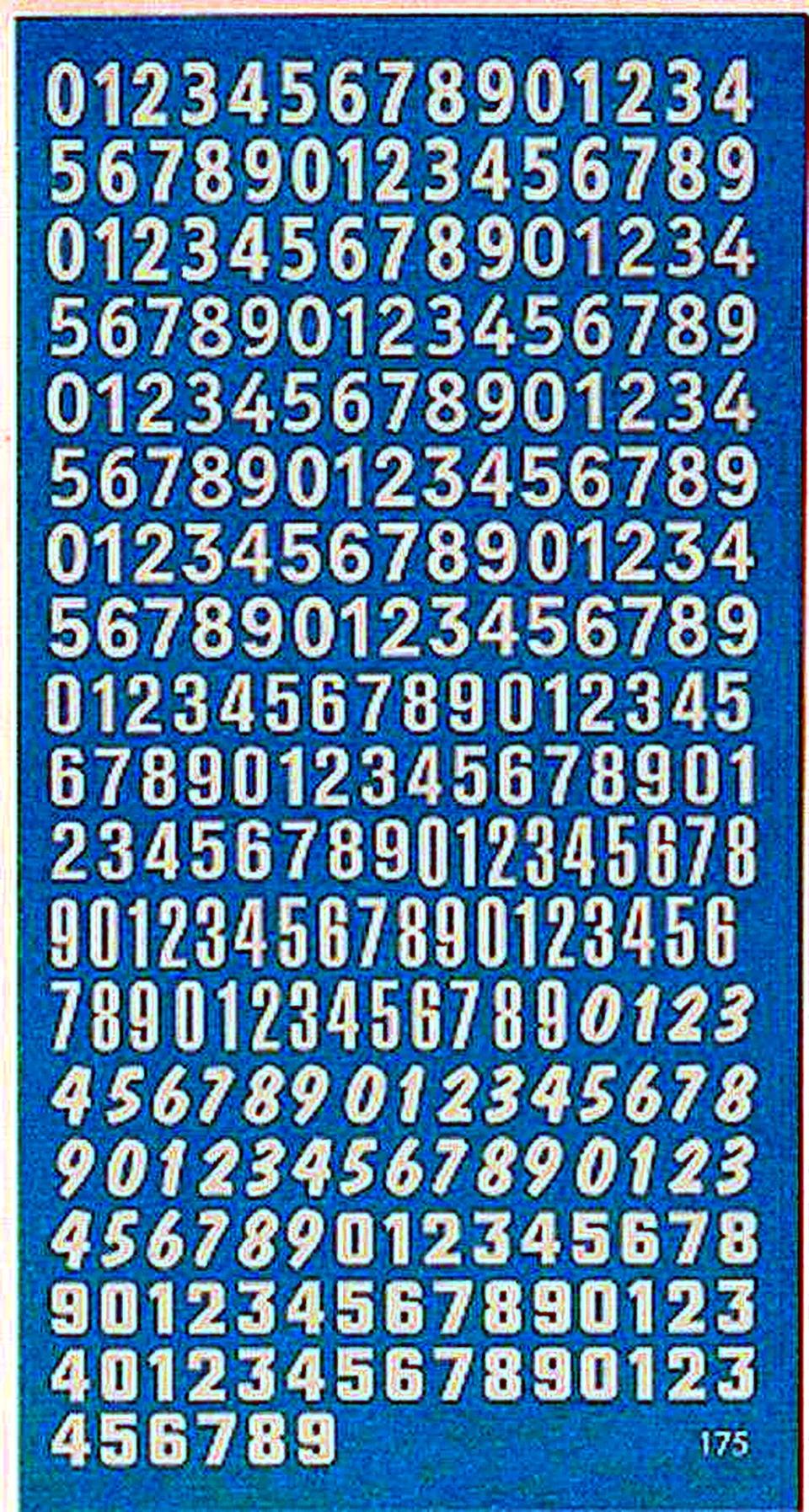 Decal numeri bianchi 7 8 9 mm