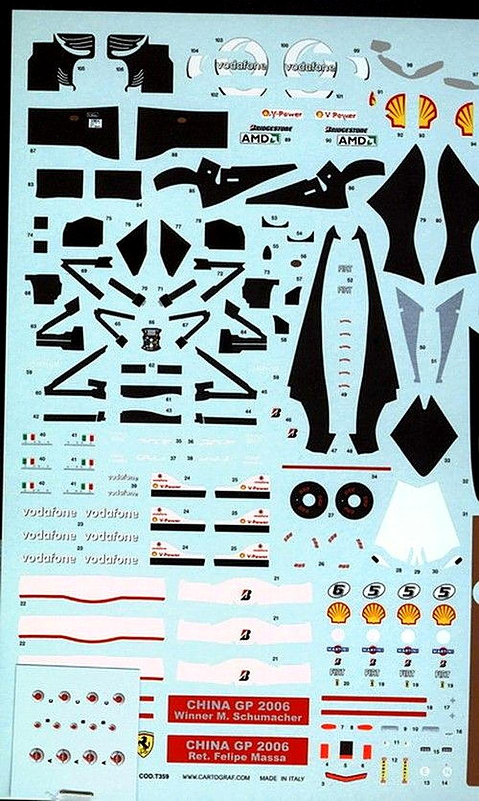 Decals Formula 1 Ferrari GP. Cina 2006