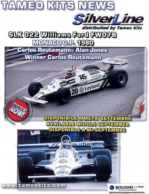 Williams FW 07 B F.1 Winner Monaco G.P. Reutemann 1980