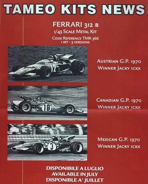 Ferrari 312 B   -   3 vers. Austria ,Canada, Mexico 1 °J Ickx 1970