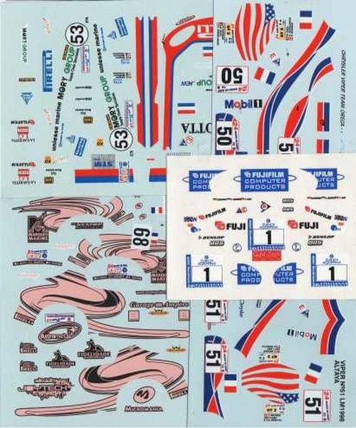 5 Decal Chrisler Viper GTS-R assor.1998 - 2003