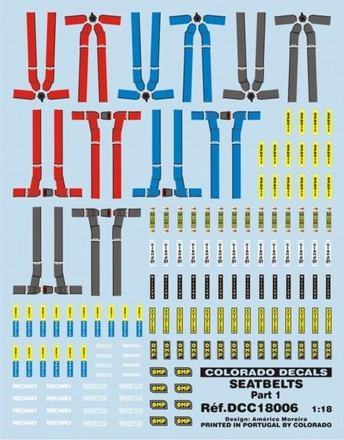 Decals assortite cinture di sicurezza 1/18