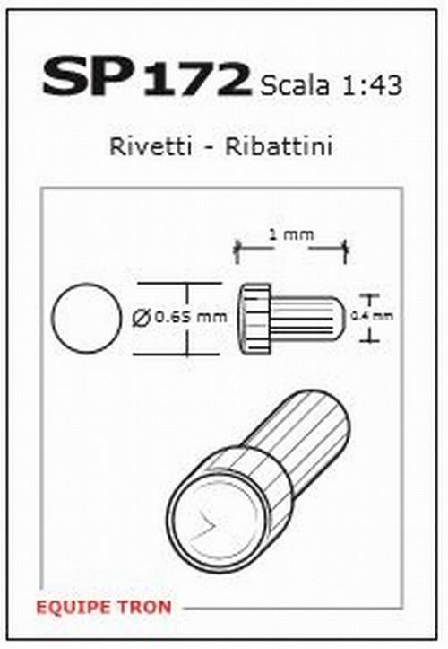 10 Rivetti - Ribattini 0,65 x 1mm